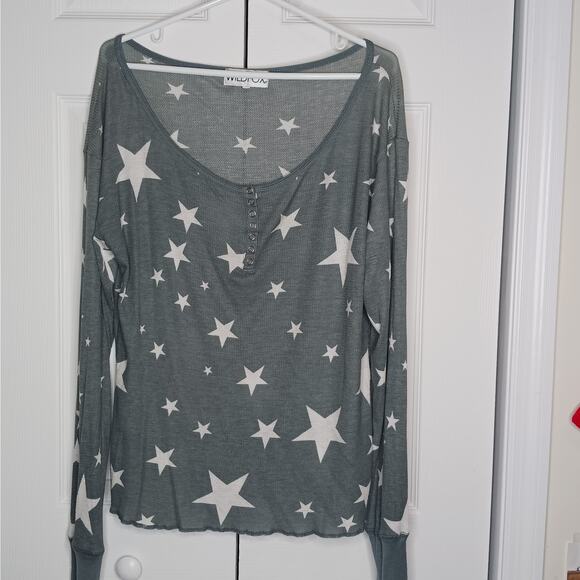 Wildfox Star Thermal Oversized Henley Top Sz Large - Picture 4 of 10